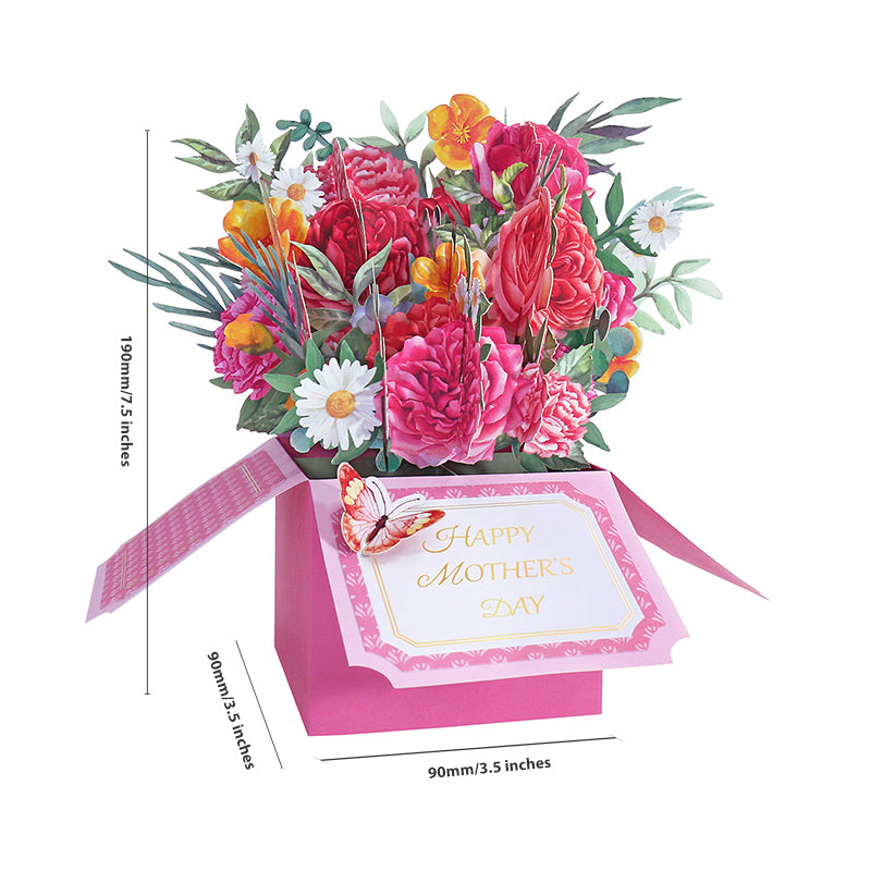 High Quality Mixed Floral 3D Pop-Up Greeting Card – Butterfly & Flower Design