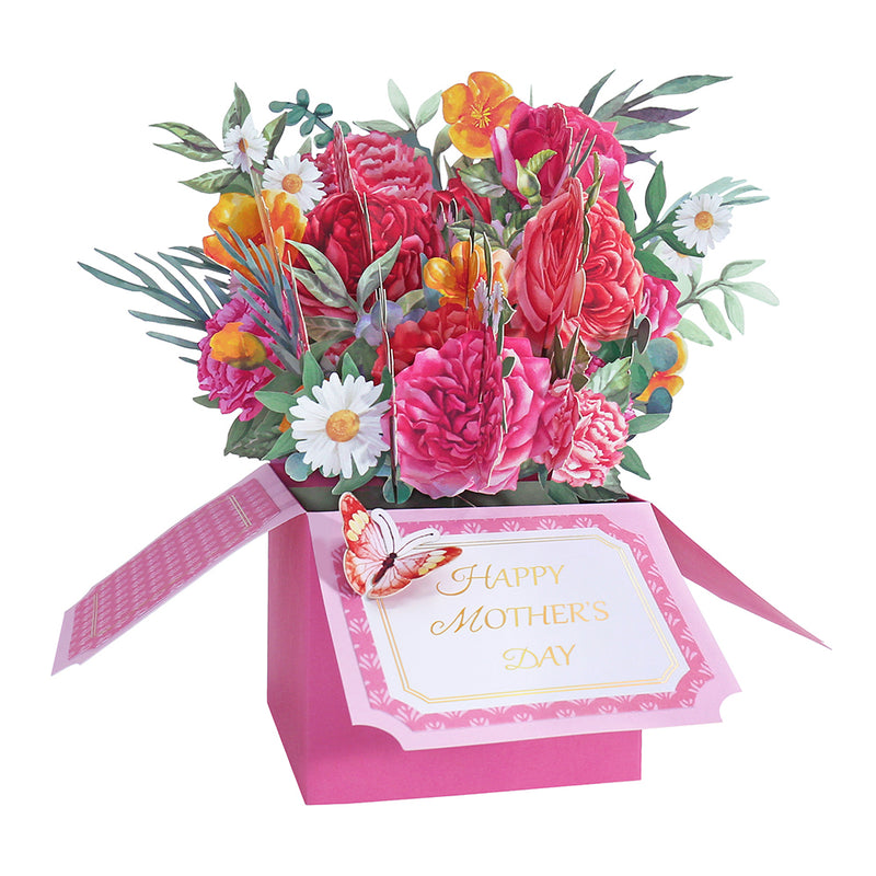 High Quality Mixed Floral 3D Pop-Up Greeting Card – Butterfly & Flower Design