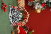 Christmas Floral Wreath Snowy House Greeting Card
