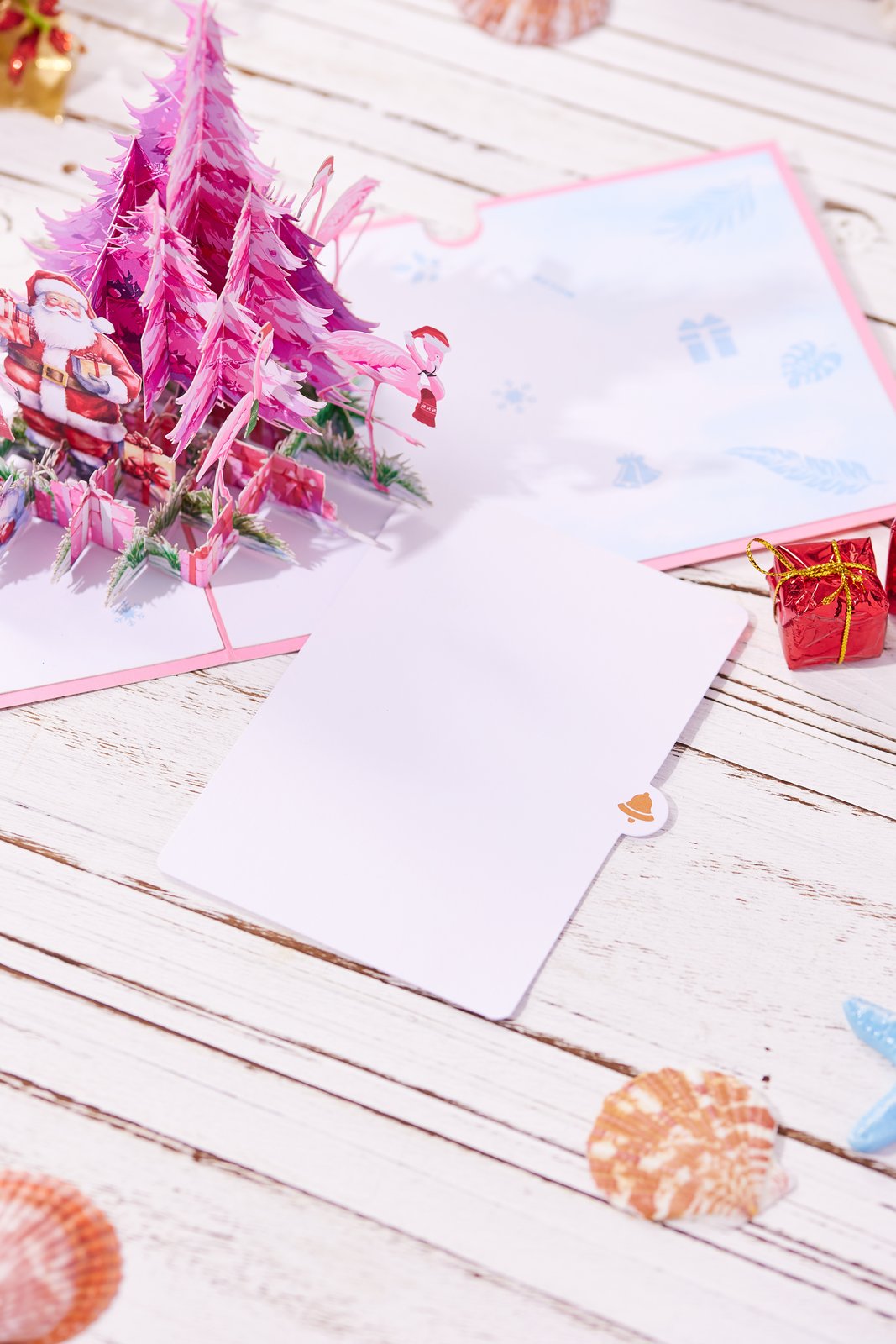 Pink Christmas Tree Flamingo Greeting Card