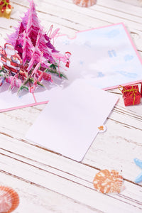 Pink Christmas Tree Flamingo Greeting Card