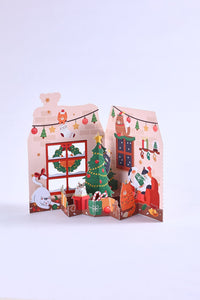 Christmas Tree Kitten Open Door 3D Pop Up Card
