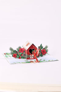 North American Peacock Bird House Christmas Greeting Card