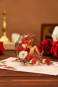 Crescent Moon Rose Lady Pop Up Card