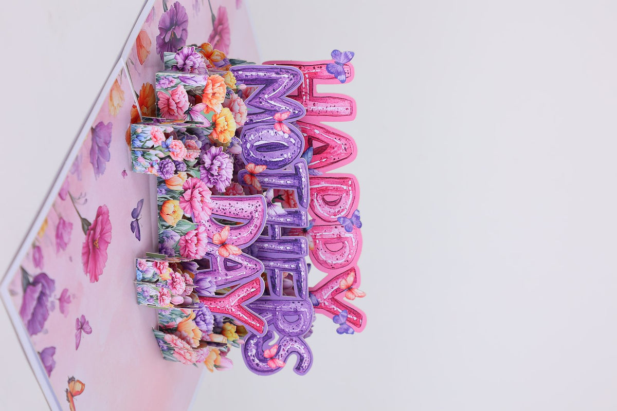 Purple Mother's Day Floral 3D Pop Up Card