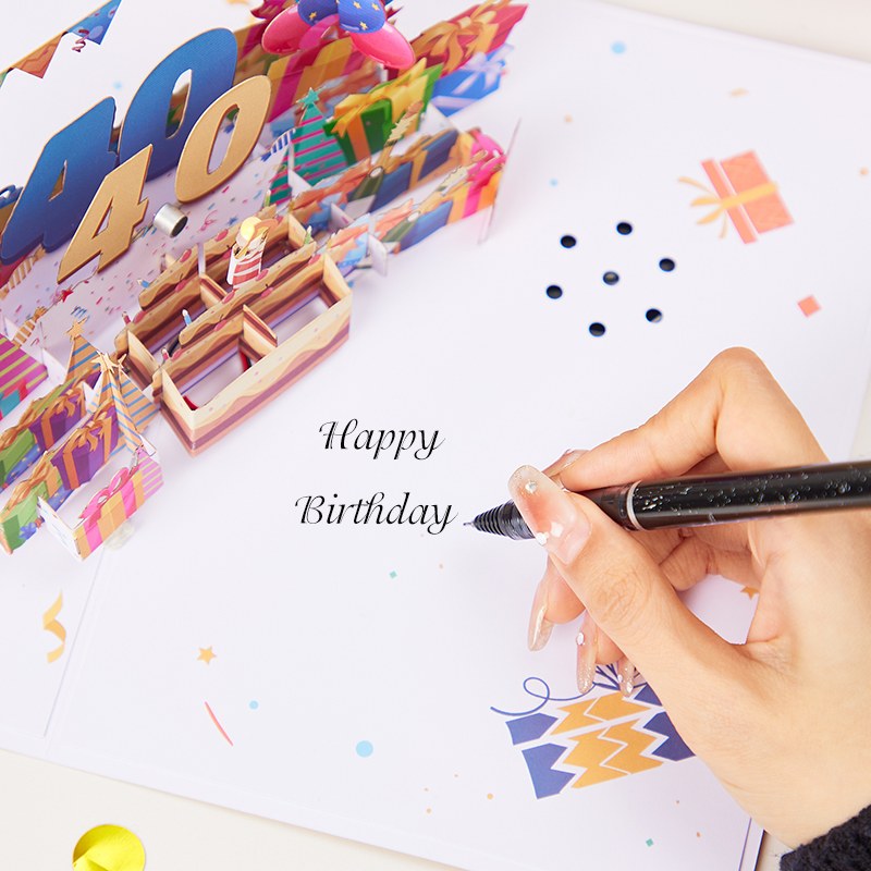 40th Birthday Light Music 3D Pop Up Card