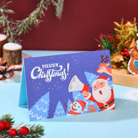 Santa Claus Trumpet Flip Pop Up Card Dark Blue