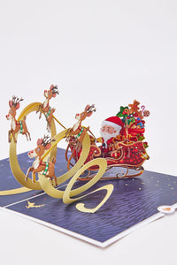 Flying Sleigh Car 3D Pop Up Card