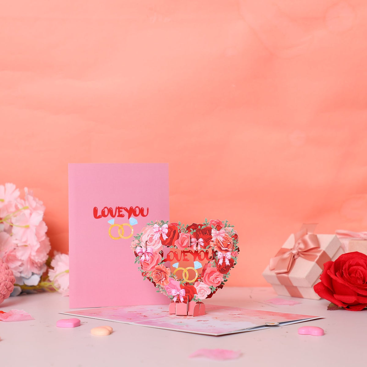 Rose Heart Love 3D Pop Up Card