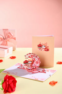 Rose Crescent Moon Cat 3D Pop Up Card