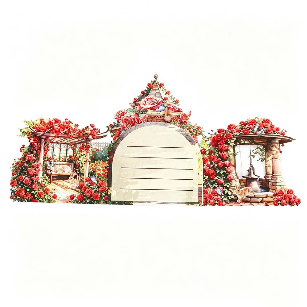Red Rose Garden Double Door Card