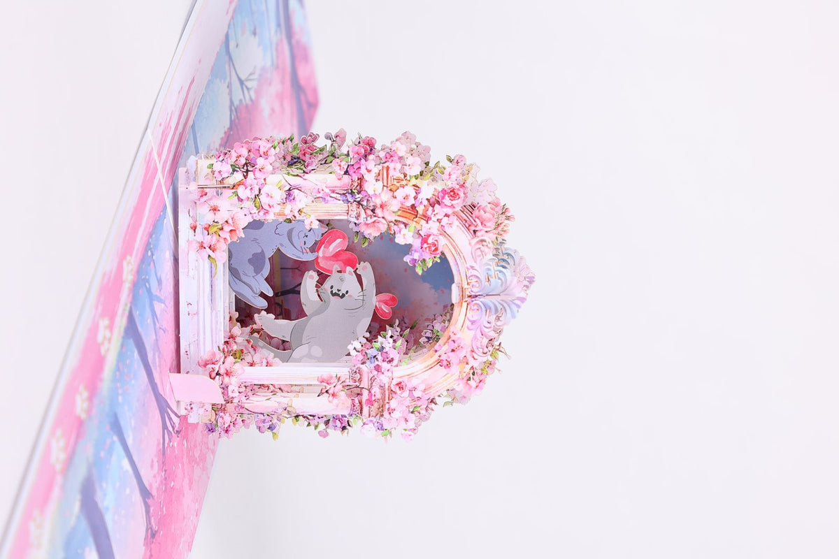 Arch Cherry Blossom Cat Greeting Card