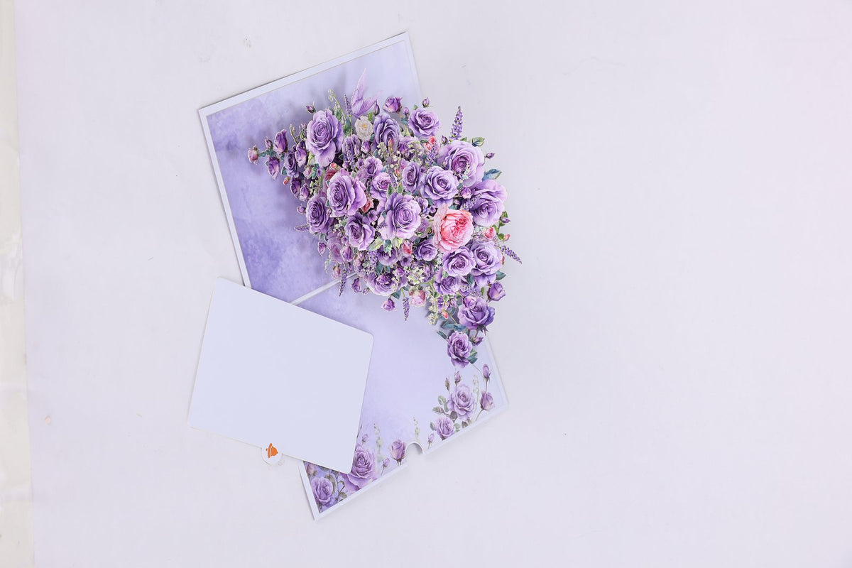 Purple Rose Branch 3D Pop Up Card