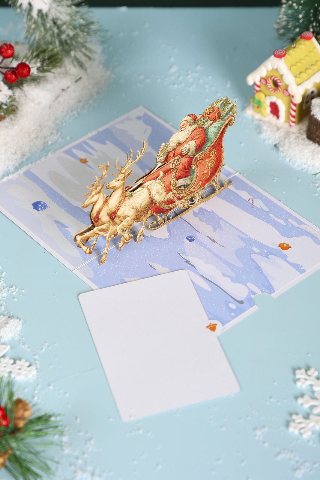 Santa Claus Sleigh Flip Pop Up Card