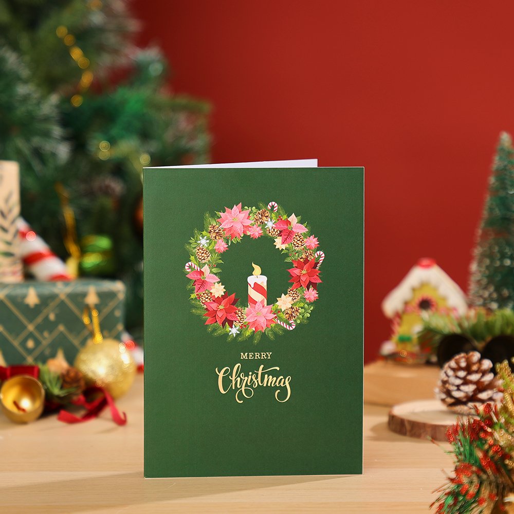 Double Wreath Christmas 3D Pop Up Card