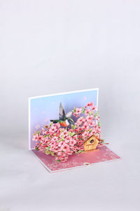 Cherry Blossom Hummingbird Greeting Card 2-Pack