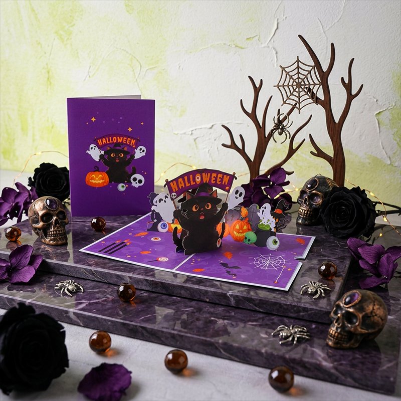 Black Cat Halloween Greeting Card