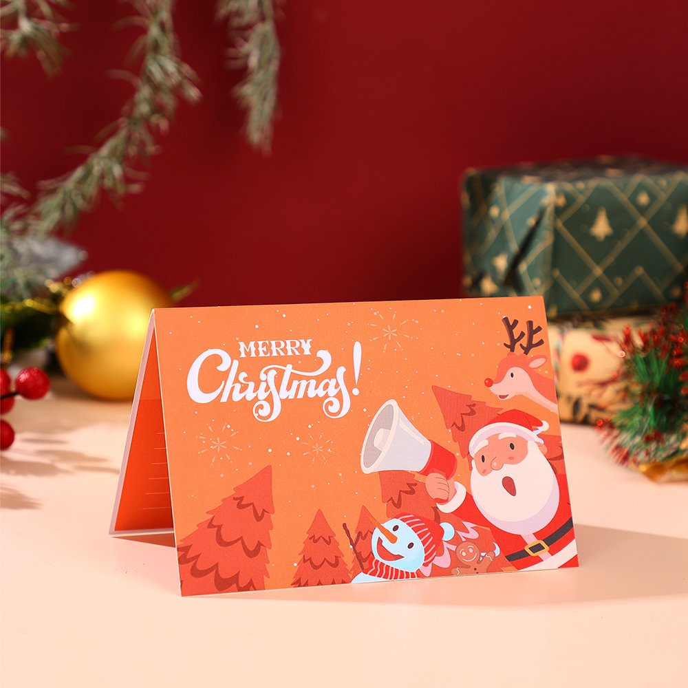 Santa Claus Trumpet Flip Pop Up Card Orange Red