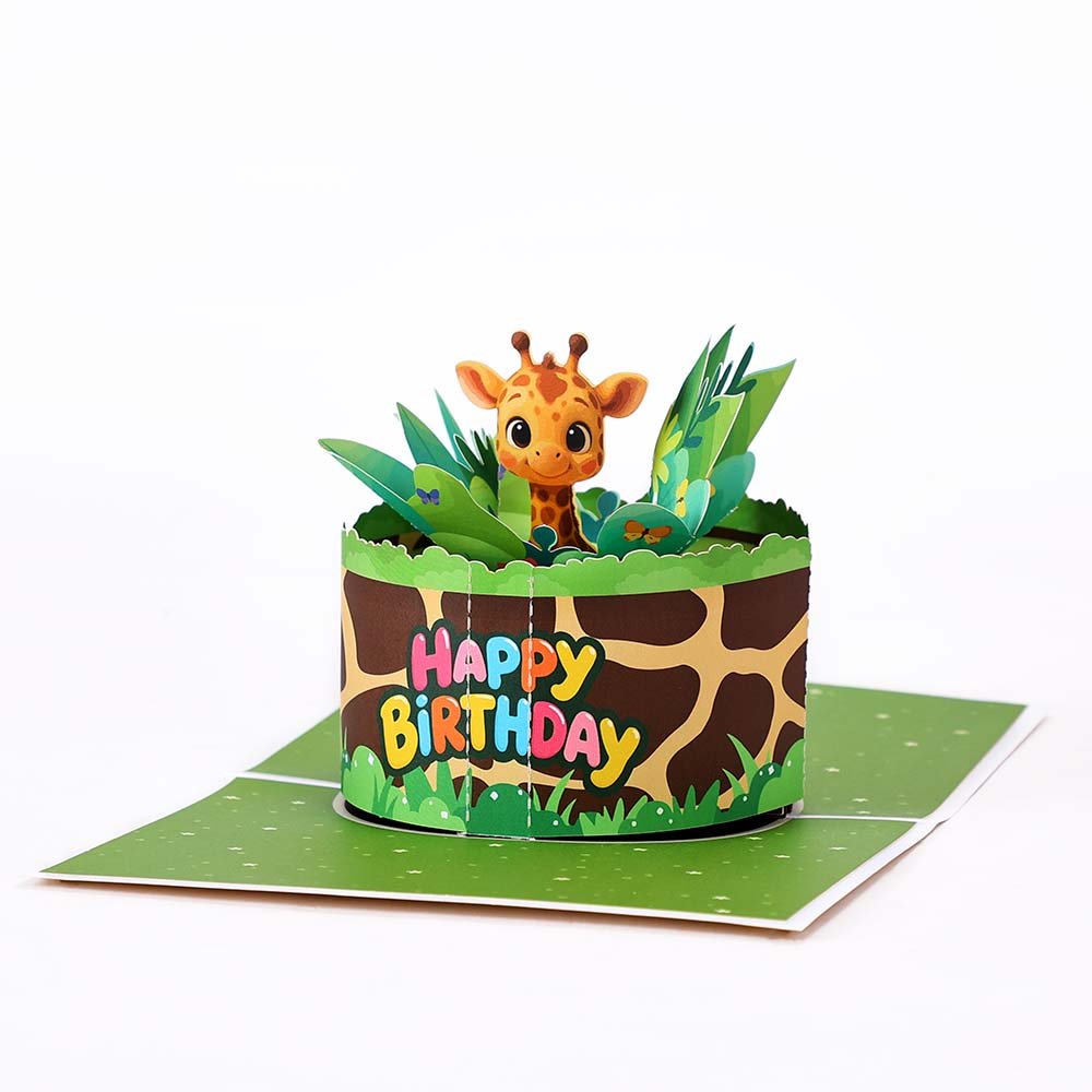 Giraffe Birthday Flip Pop Up Card