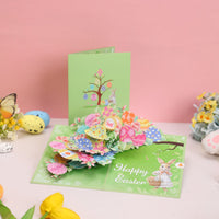 Easter Bunny Floral Wreath Greeting Card