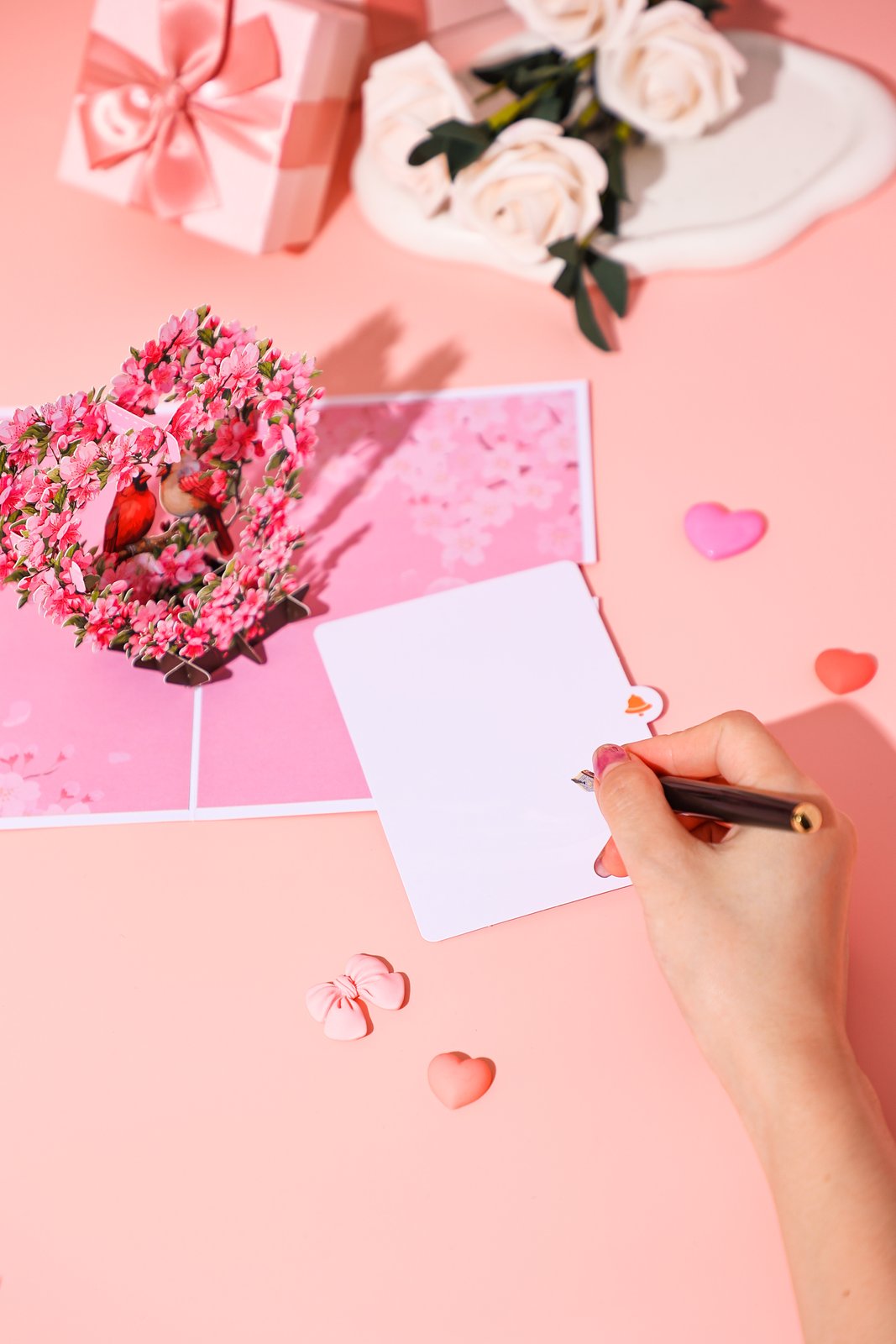 Cherry Blossom Bird Valentine's Day Greeting Card