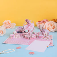 Pink Floral Wreath Flip Pop Up Card