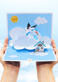 Stork Baby Announcement 3D Pop Up Card