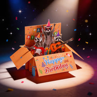 Raccoon Music Party Birthday Greeting Card