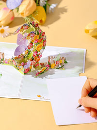 Tulip Butterfly Crescent Moon Greeting Card