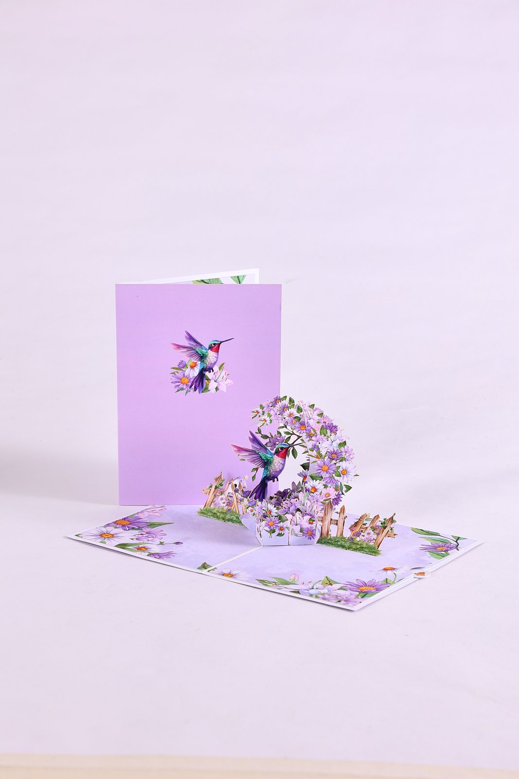 Purple Daisy Crescent Moon Greeting Card