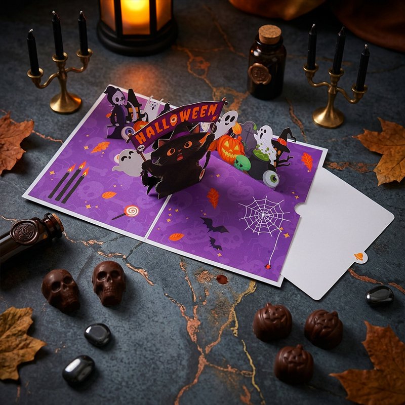Black Cat Halloween Greeting Card