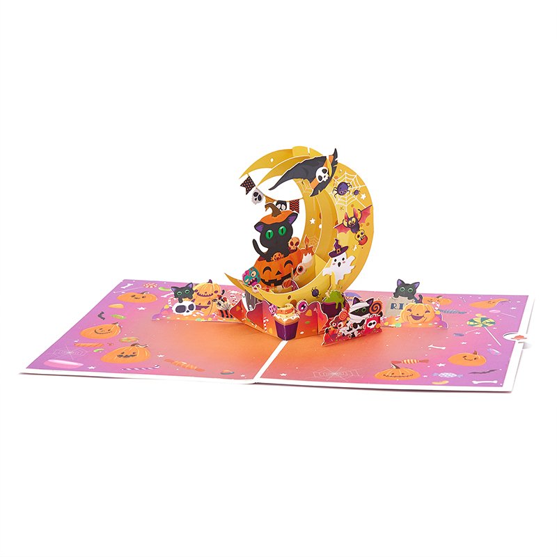 Halloween Pumpkin Crescent Moon Greeting Card