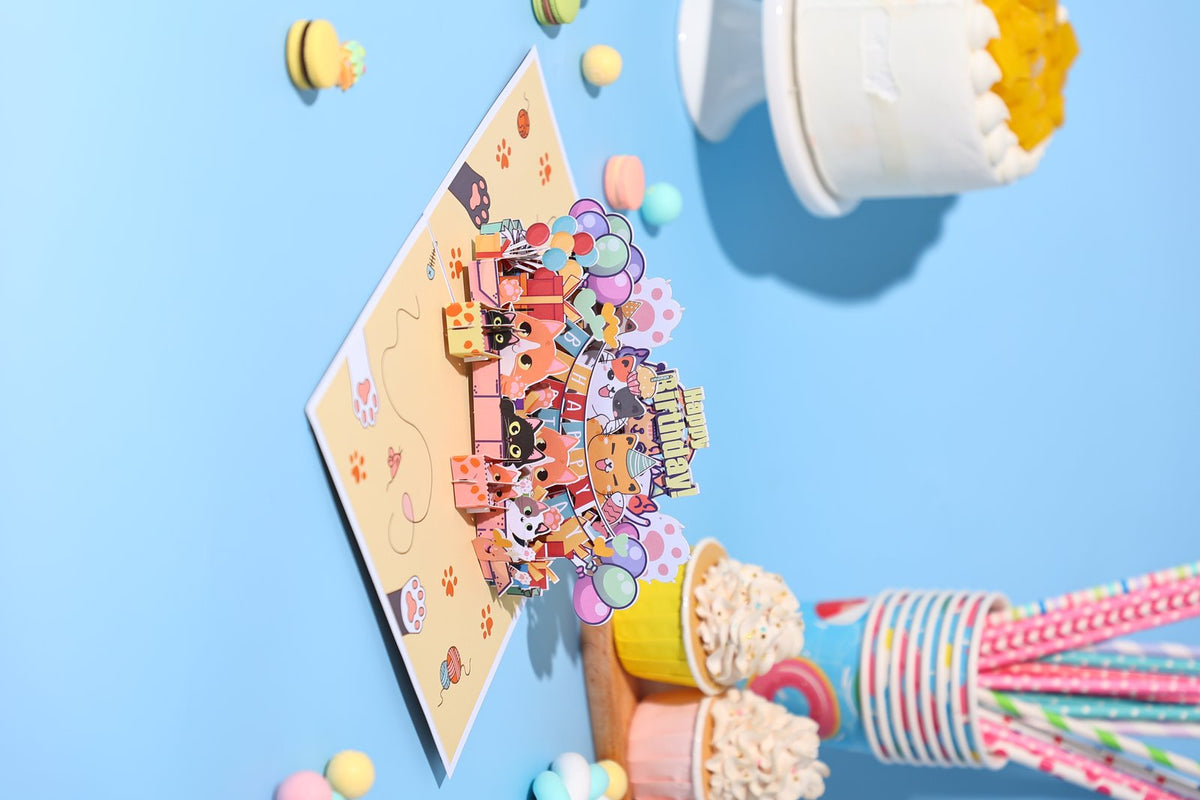 Birthday Cat 3D Pop Up Card