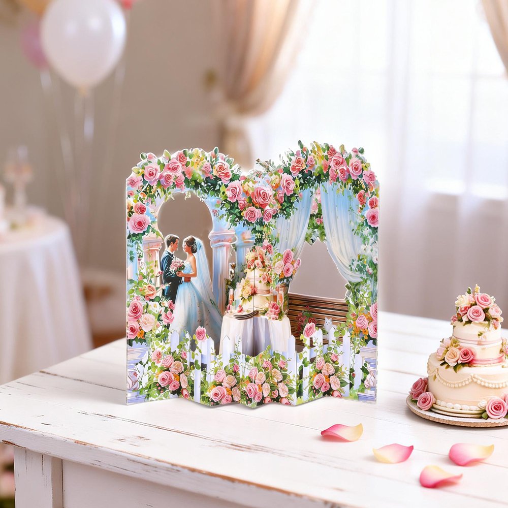Rose Arch Wedding 3D Pop Up Card