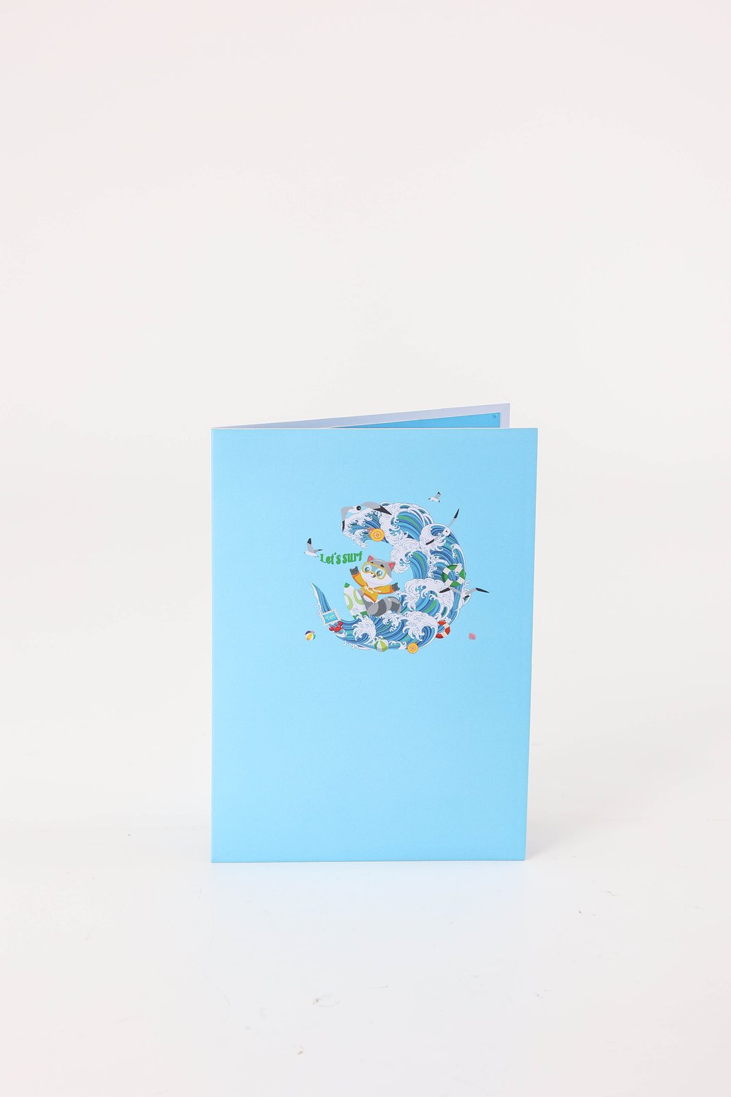 Raccoon Surfing 3D Pop Up Card