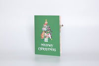 Cat Christmas Tree Fairy Lights Greeting Card