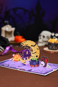Halloween Crescent Moon Castle 3D Pop Up Card