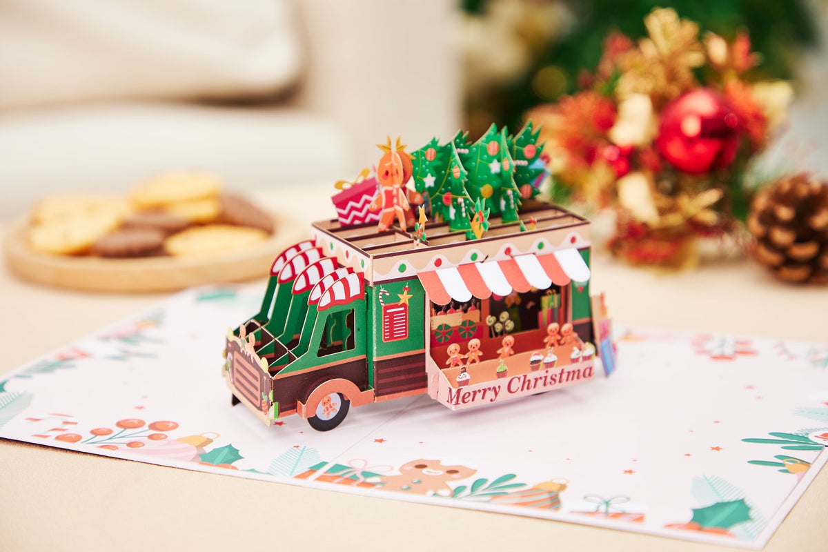 Gingerbread Man Food Truck 3D Pop Up Card