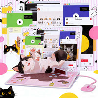 Cat Laptop Flip Pop Up Card