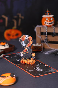 Halloween Balloon Kitten 3D Pop Up Card