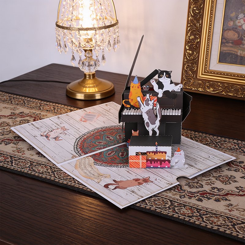 Piano Cat Birthday Greeting Card