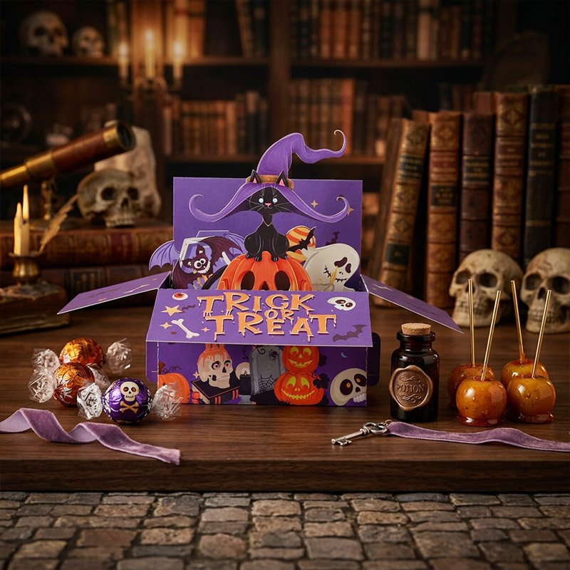 Halloween Cat Box Greeting Card