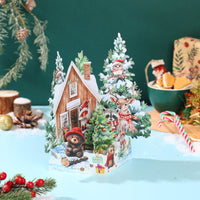 Christmas Animals Cottage 3D Pop Up Card