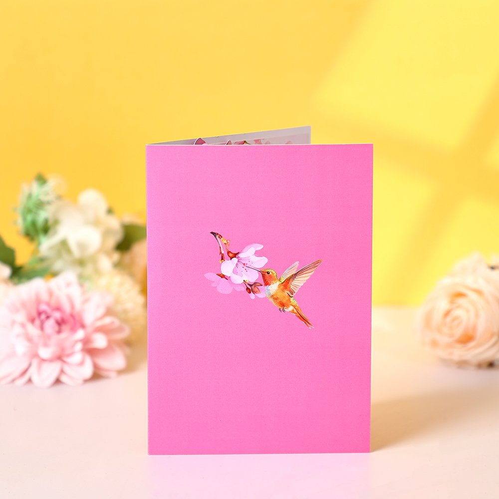 Hummingbird Floral Flip Pop Up Card