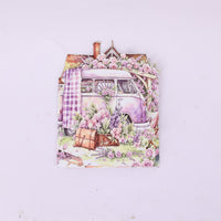 Girl Purple Camping Double Door Pop Up Card