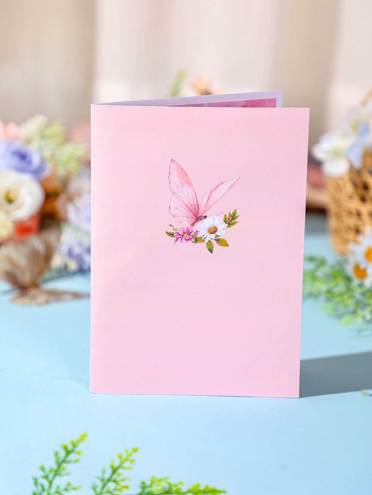 Daisy Butterfly Crescent Moon Greeting Card