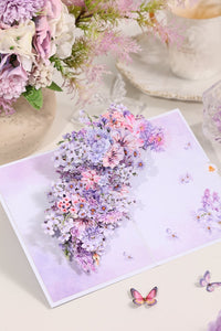 Purple Wedding Flower Bouquet Pop Up Card