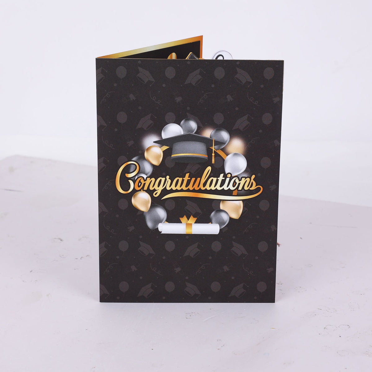 Black Gold Balloon Congratulations Graduation 3D Pop Up Card