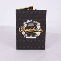 Black Gold Balloon Congratulations Graduation 3D Pop Up Card