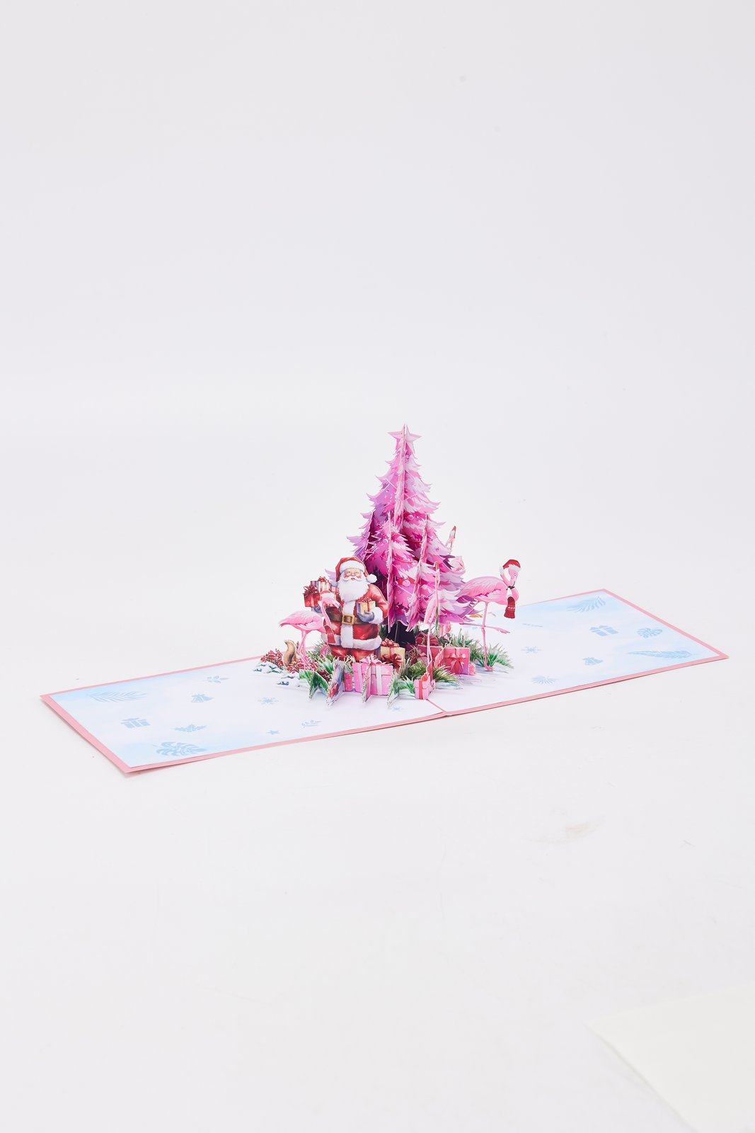 Pink Christmas Tree Flamingo Greeting Card